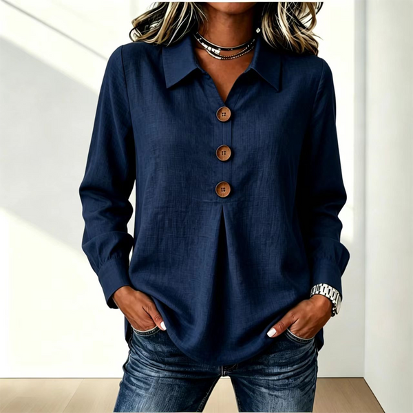 Blusa donna con colletto classico e bottoni