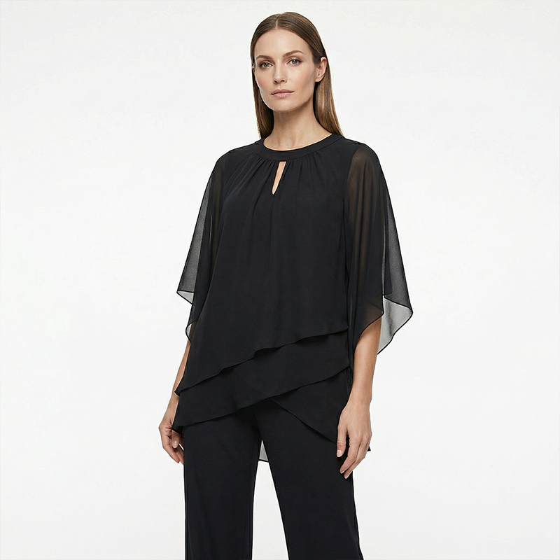 Completo donna elegante asimmetrico con pantaloni ampi