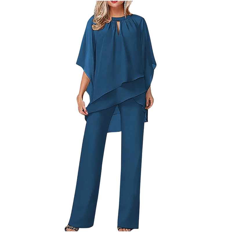 Completo donna elegante asimmetrico con pantaloni ampi