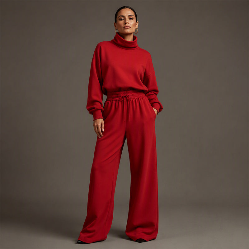 Completo donna due pezzi con collo alto e pantaloni larghi