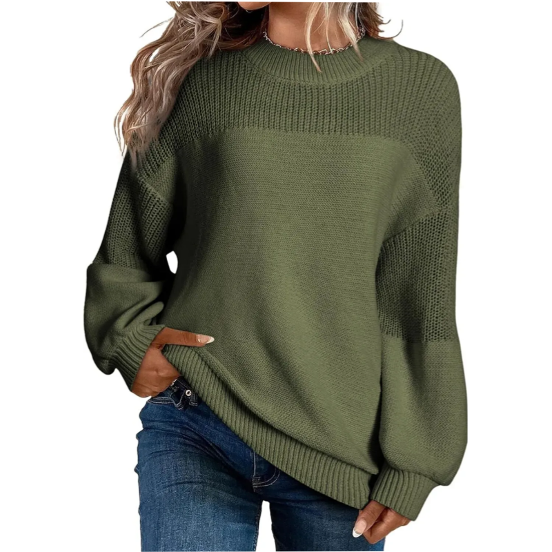 Maglione donna oversize in maglia con girocollo e maniche lunghe