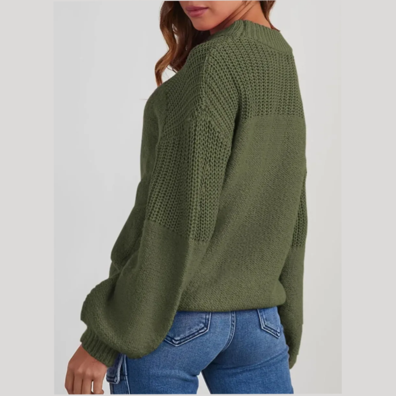 Maglione donna oversize in maglia con girocollo e maniche lunghe
