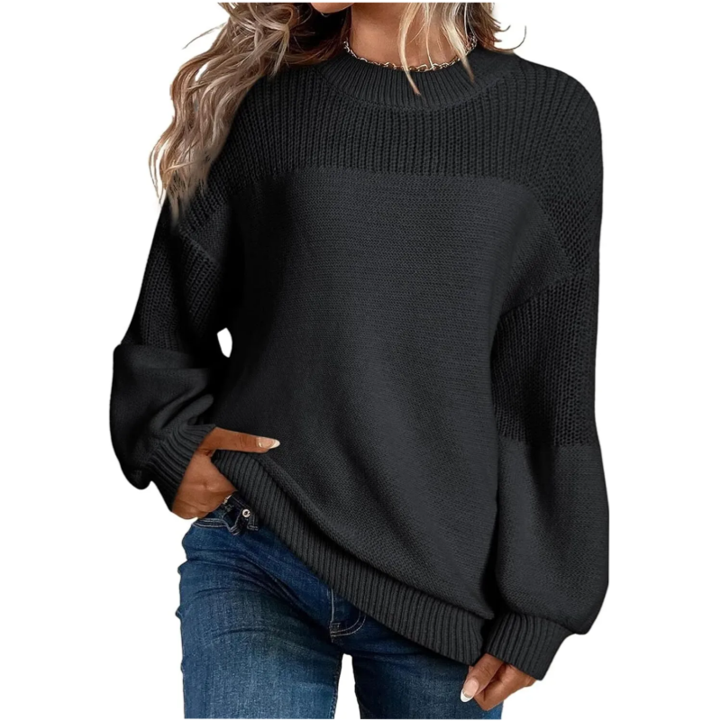 Maglione donna oversize in maglia con girocollo e maniche lunghe
