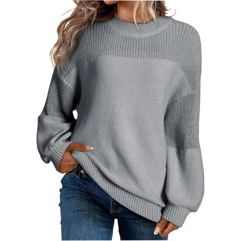 Maglione donna oversize in maglia con girocollo e maniche lunghe
