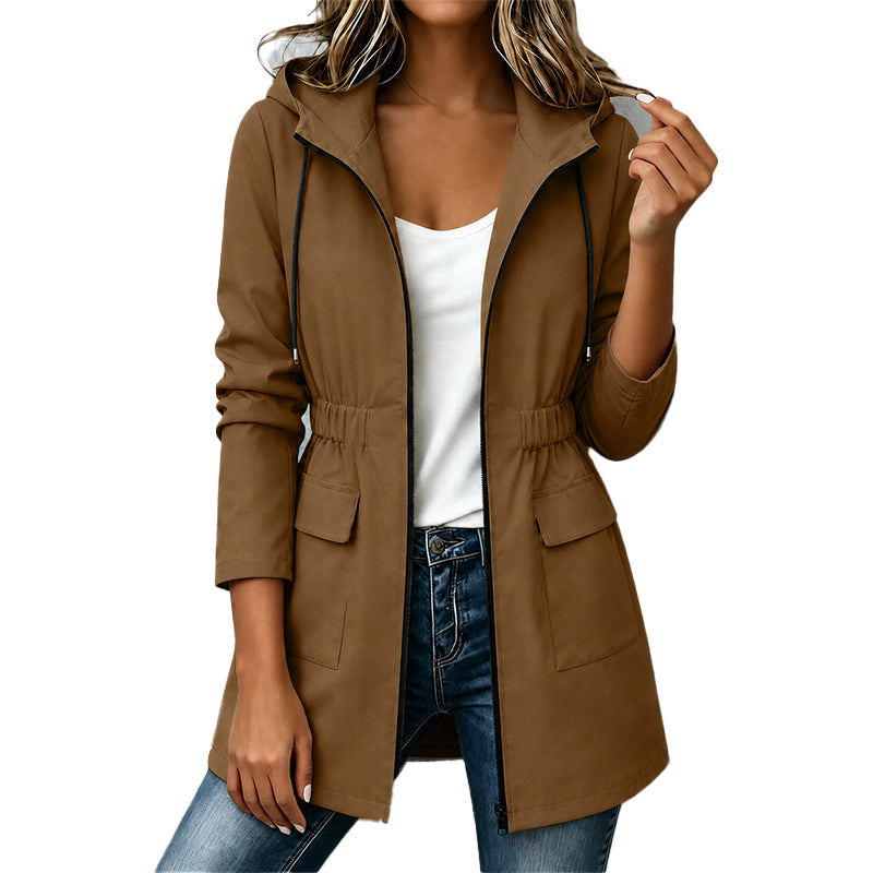 Giacca donna con cappuccio e zip a vita sagomata