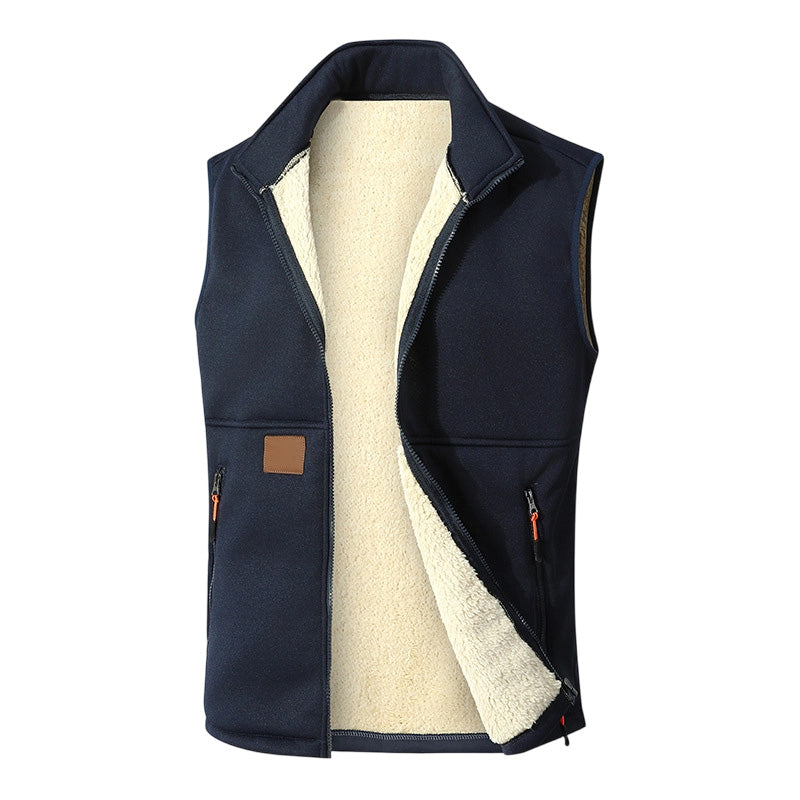 Gilet unisex invernale con fodera sherpa e tasche con zip