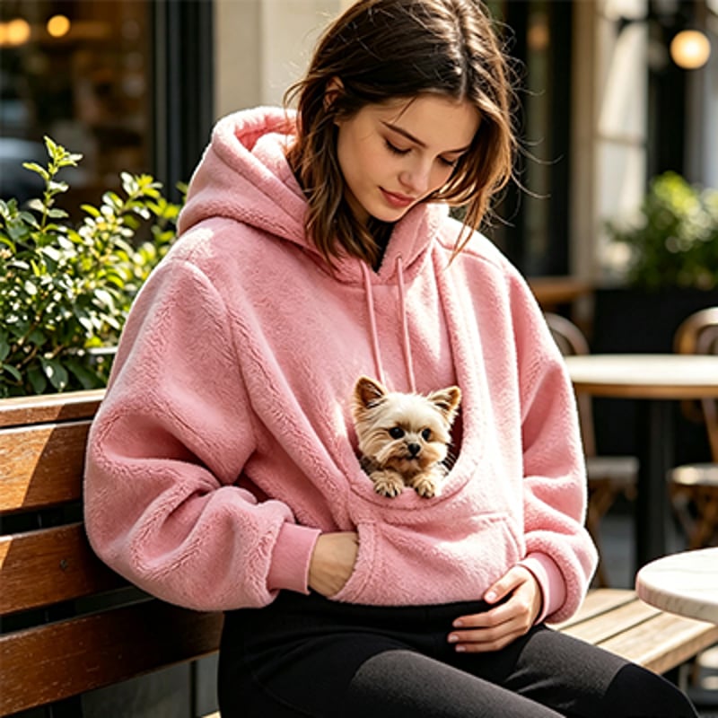 Felpa donna con cappuccio e tasca frontale per animale