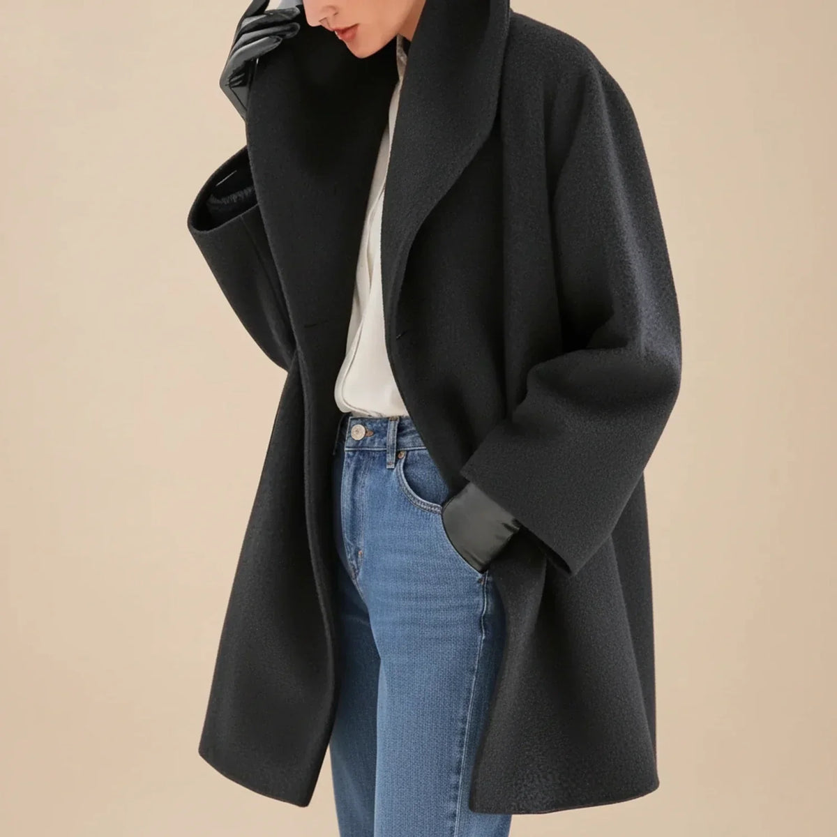 Cappotto donna oversize con ampio colletto