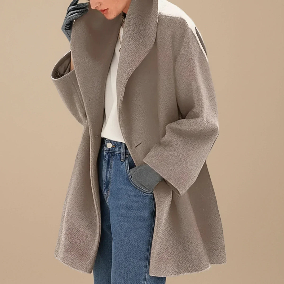 Cappotto donna oversize con ampio colletto