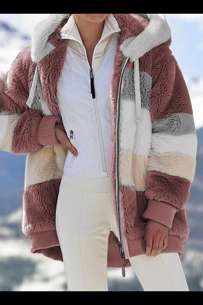 Giacca donna calda con cappuccio e zip