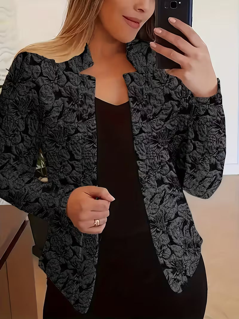 Blazer donna floreale in poliestere con vestibilità sagomata