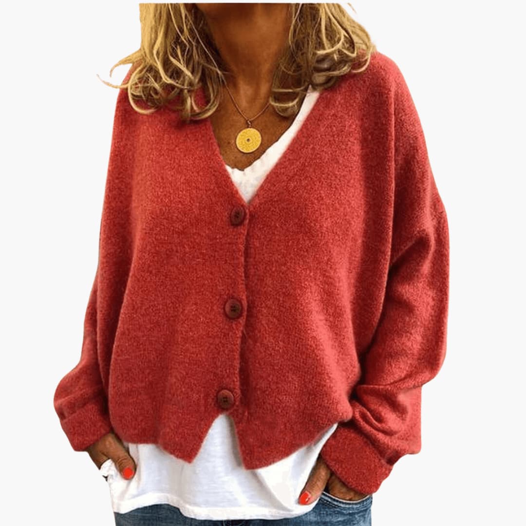 Cardigan donna in maglia con bottoni e vestibilità casual