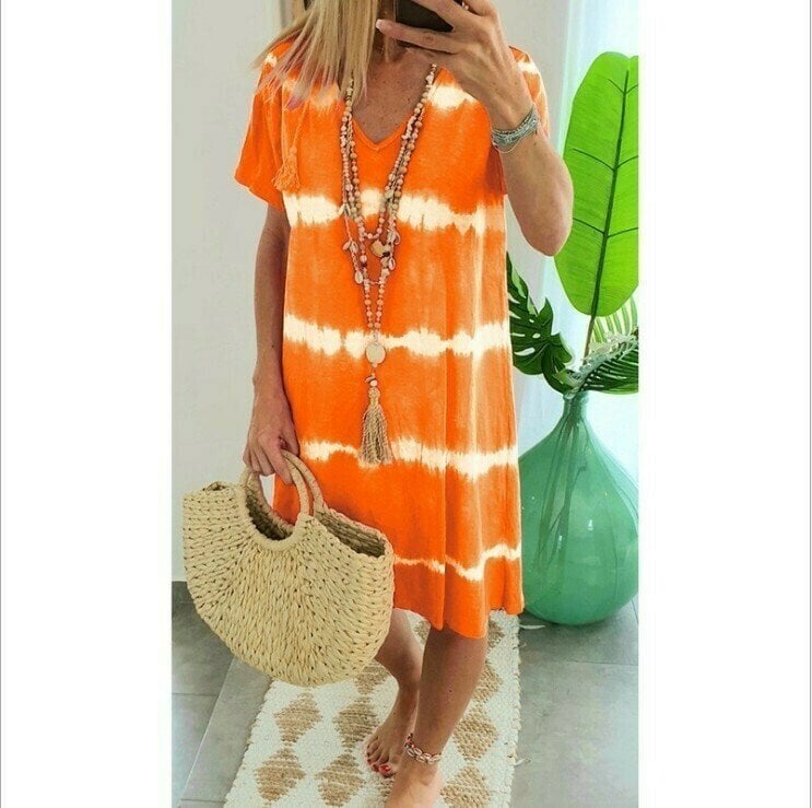 Abito estivo da donna tie-dye con scollo a V