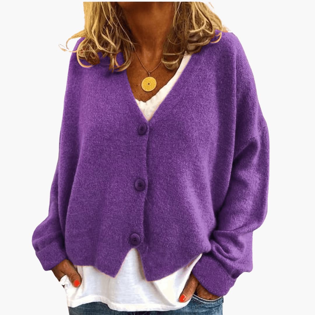 Cardigan donna in maglia con bottoni e vestibilità casual