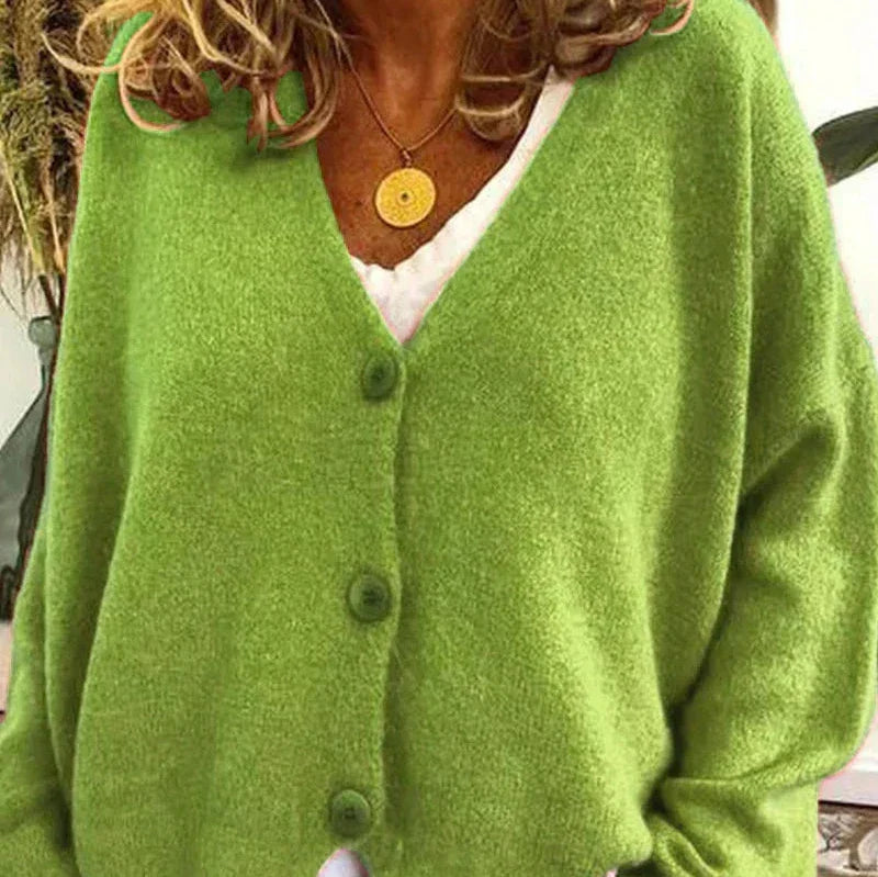 Cardigan donna in maglia con bottoni e vestibilità casual