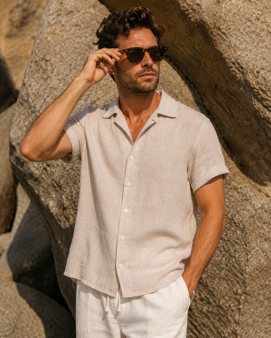 Camicia Estiva Elio — Beige Naturale