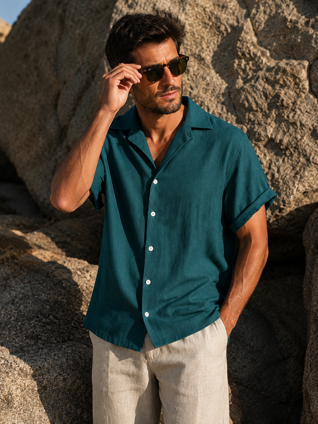 Camicia Estiva Marcello — Verde Petrolio