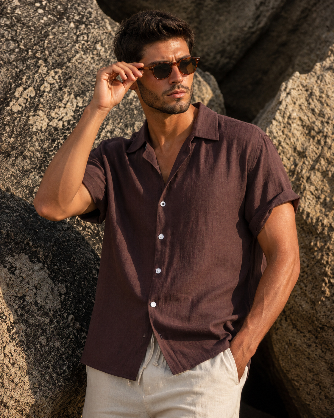 Camicia Estiva Matteo — Marrone Moka