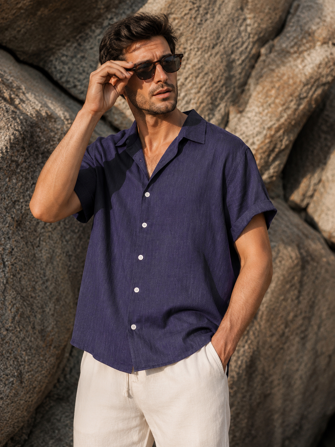 Camicia Estiva Lorenzo — Viola Profondo