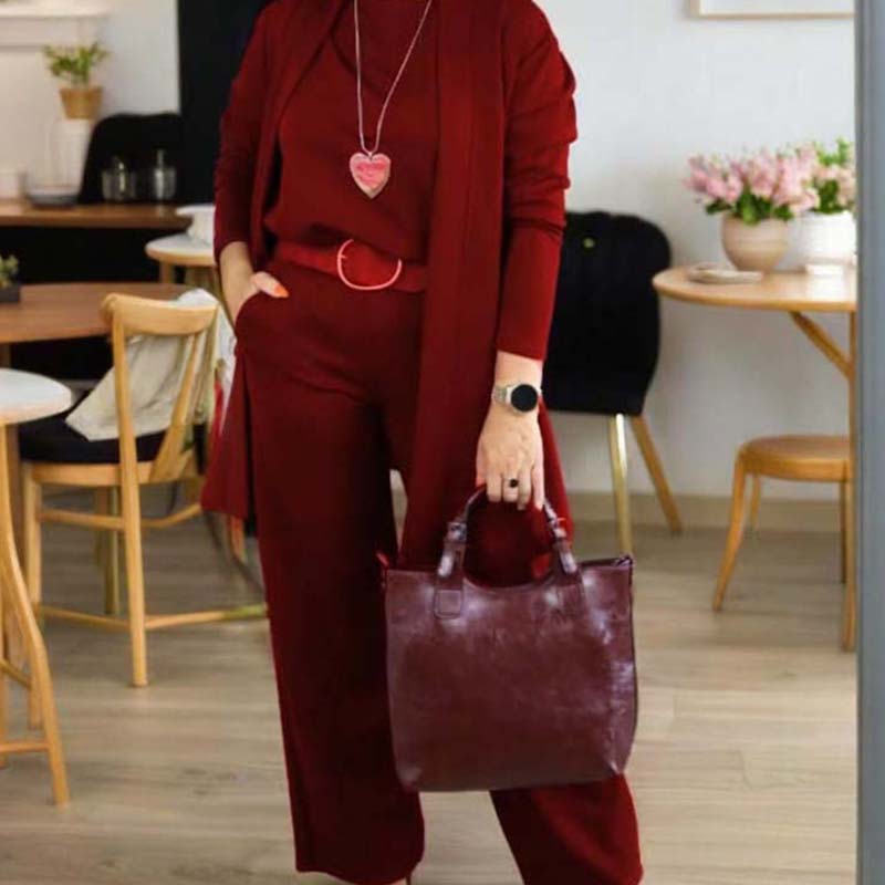 Completo donna tre pezzi con cardigan lungo