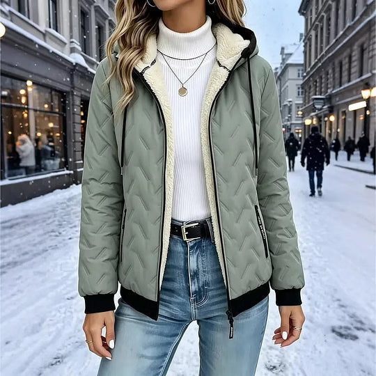 Giacca donna imbottita con cappuccio e fodera in pile