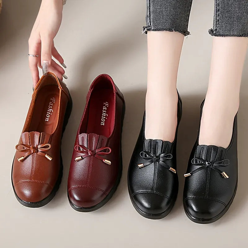 Mocassini donna con fiocco e suola platform