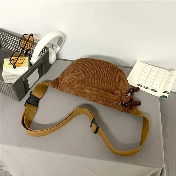 Borsa a tracolla donna in nylon con tasche zip