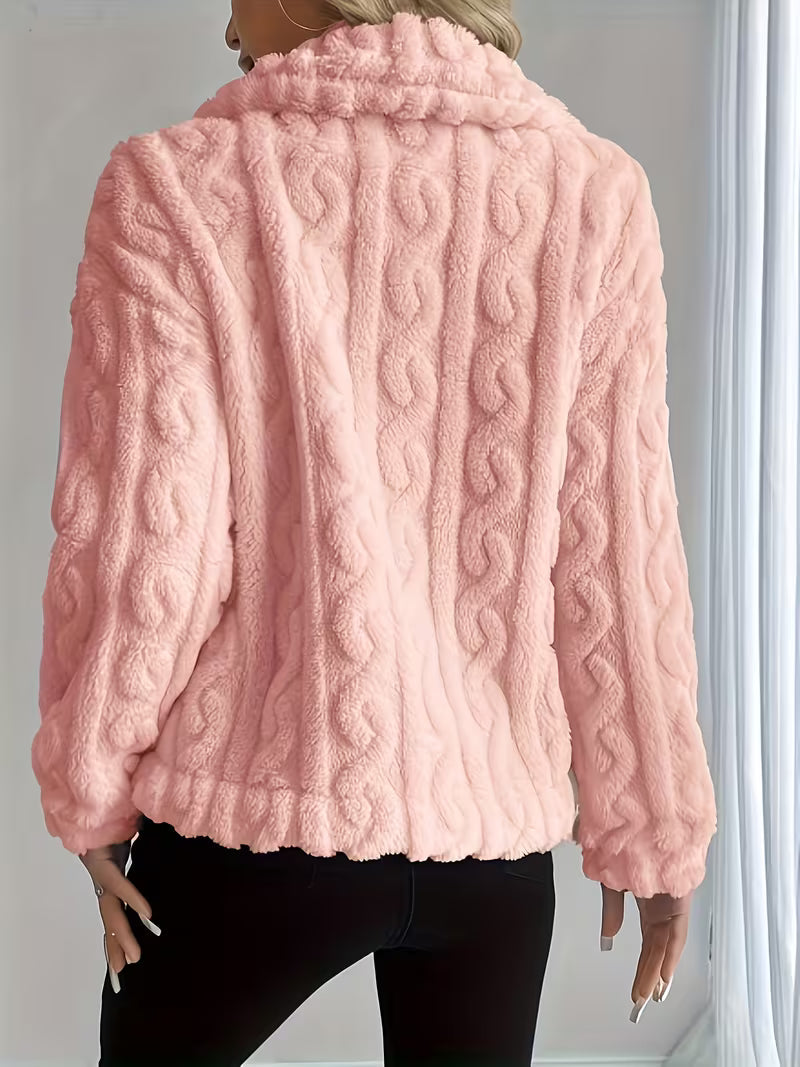 Giacca teddy donna con cappuccio e bottoni