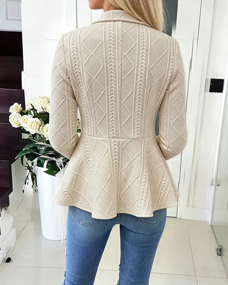 Cardigan donna con motivo chevron e argyle con colletto
