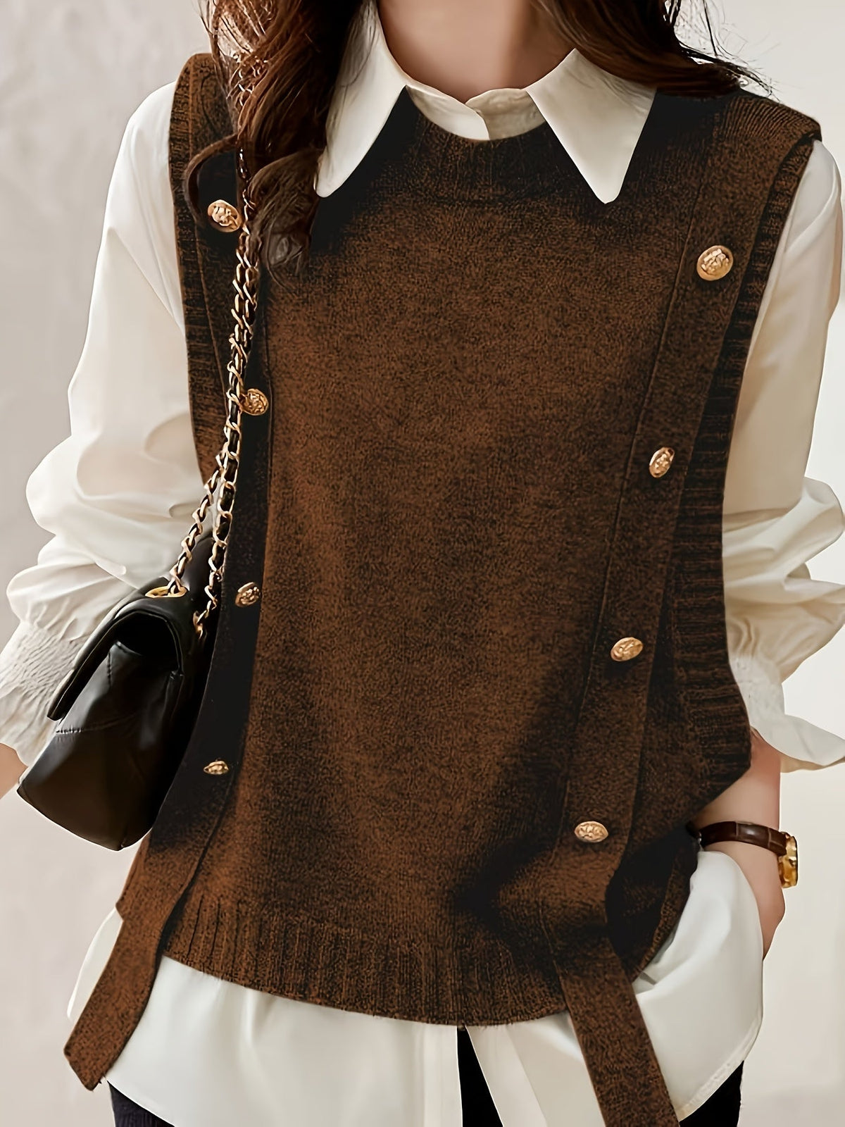 Gilet donna in maglia con bottoni decorativi