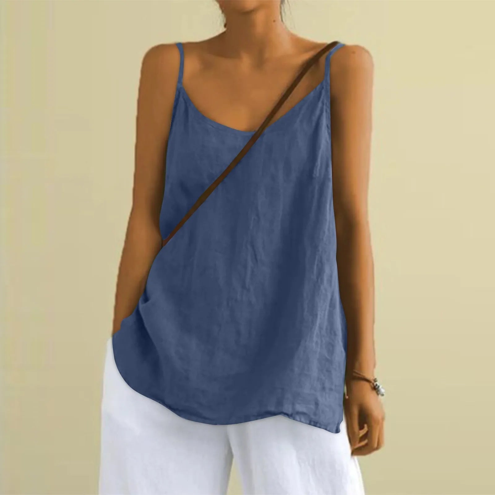 Top estivo da donna con scollo a V e spalline sottili