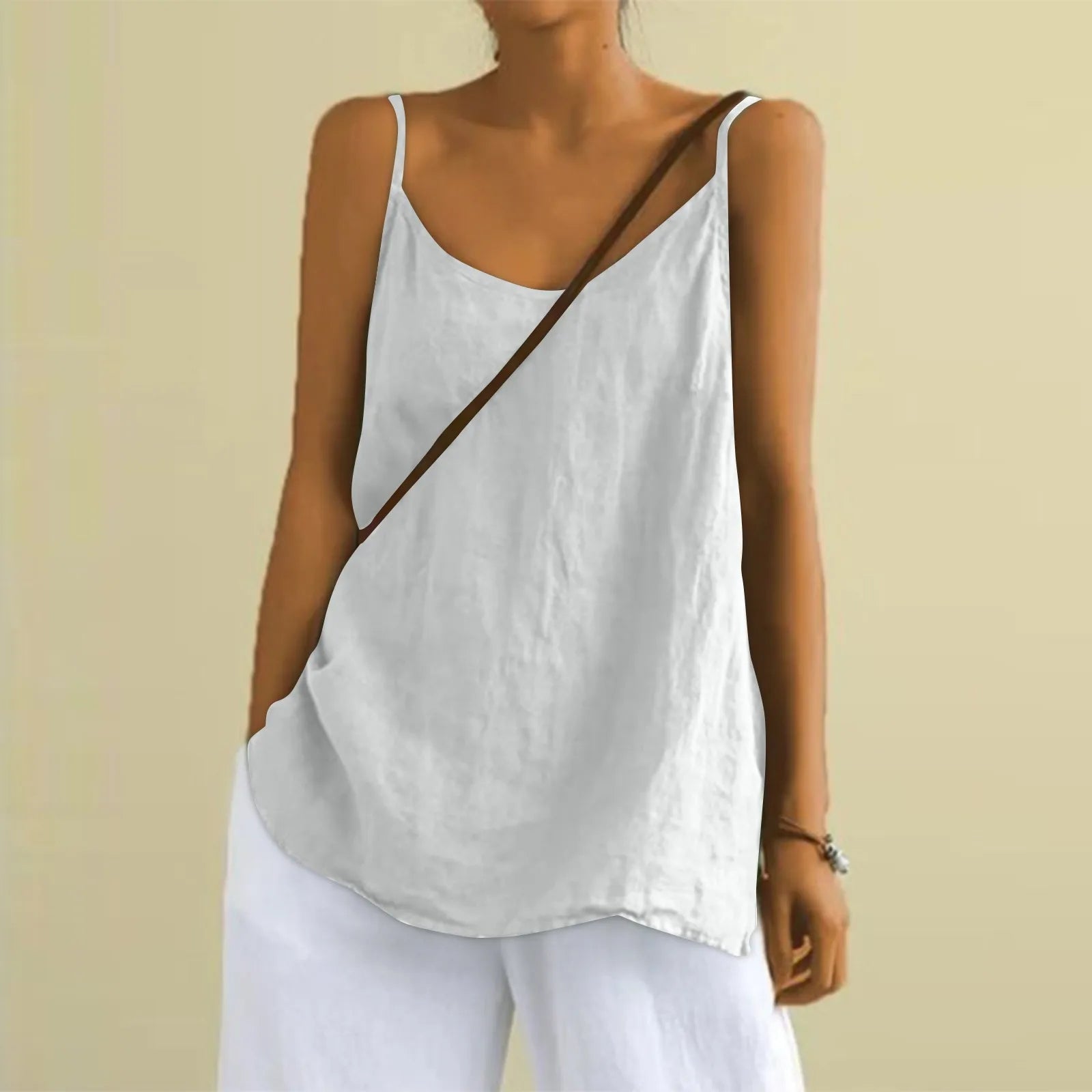 Top estivo da donna con scollo a V e spalline sottili