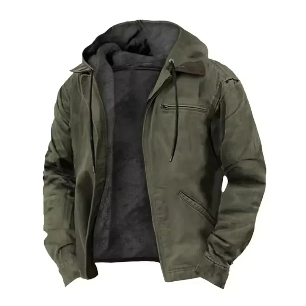 Giacca uomo con cappuccio e zip foderata in pile
