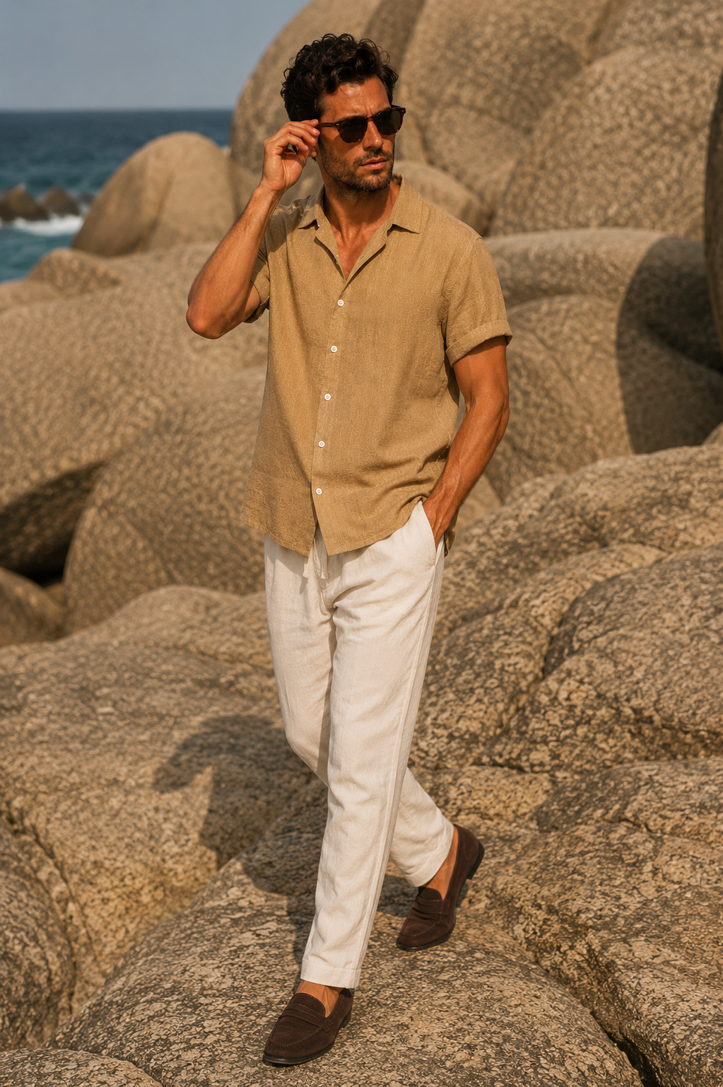 Camicia Estiva Dario — Camel Dorato