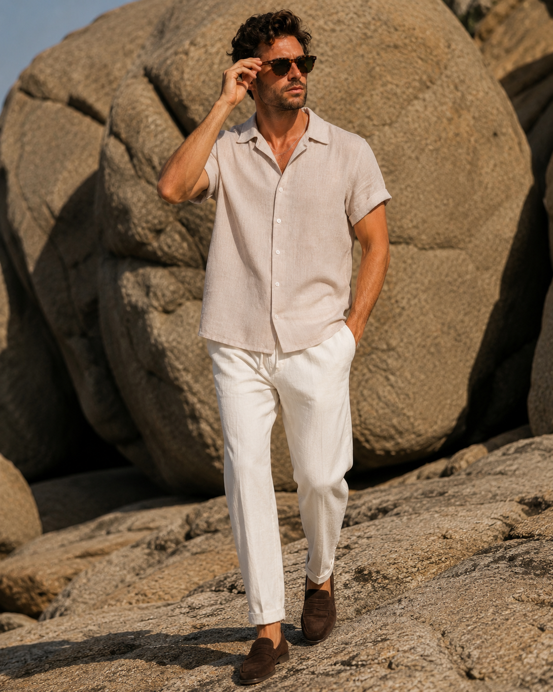 Camicia Estiva Elio — Beige Naturale
