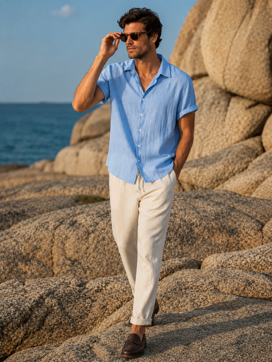 Camicia Estiva Adriano — Azzurro Cielo