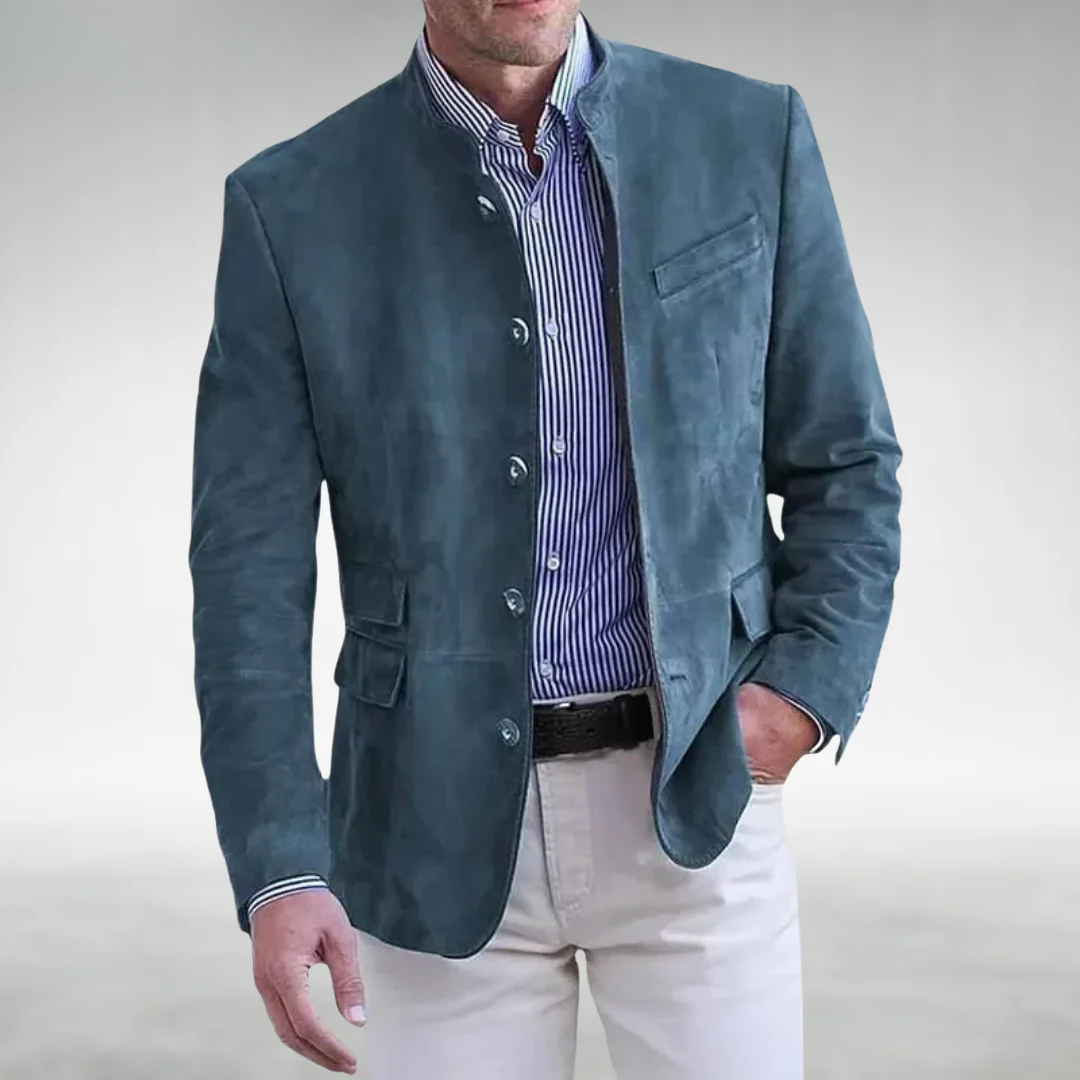 Giacca uomo effetto scamosciato con colletto alto elegante