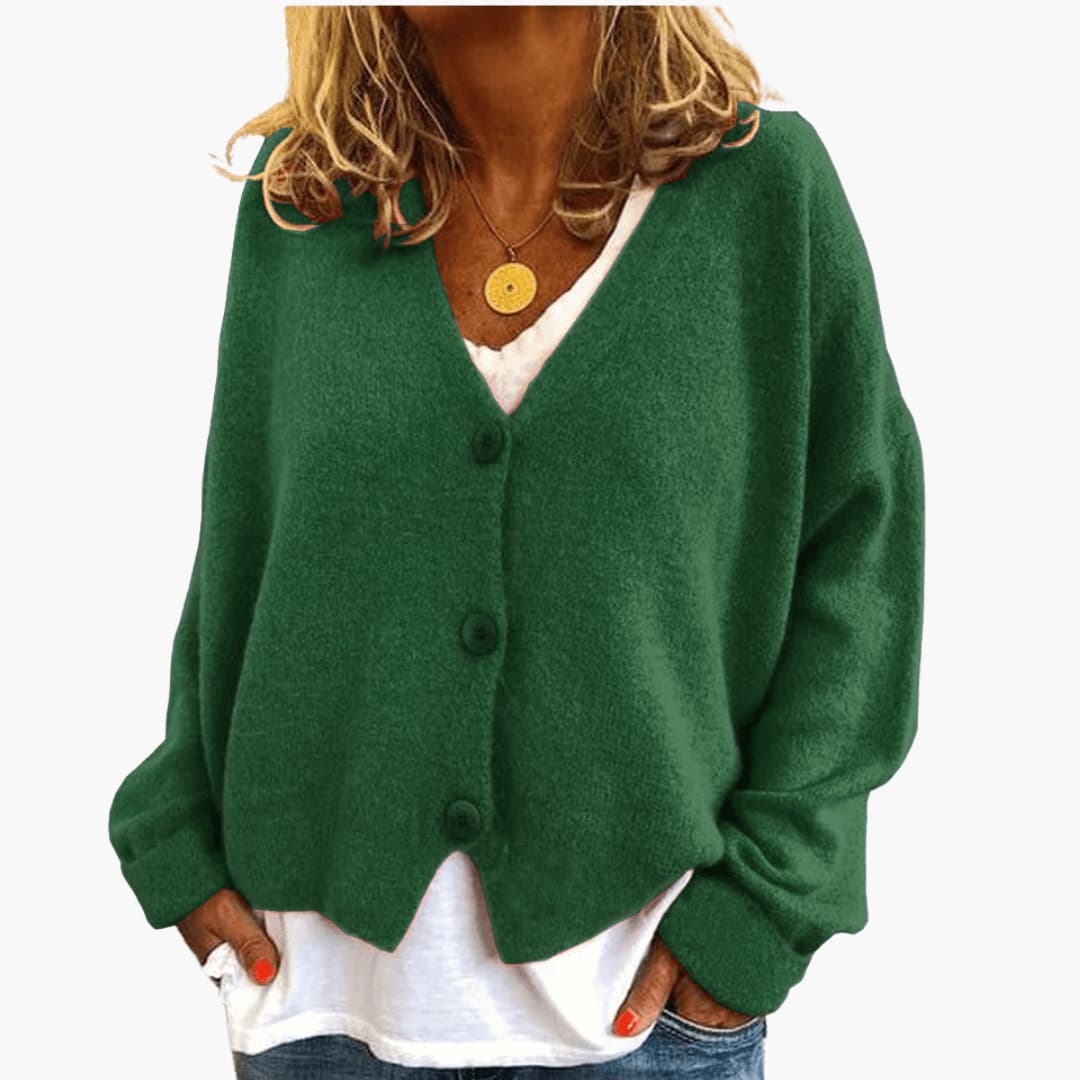 Cardigan donna in maglia con bottoni e vestibilità casual