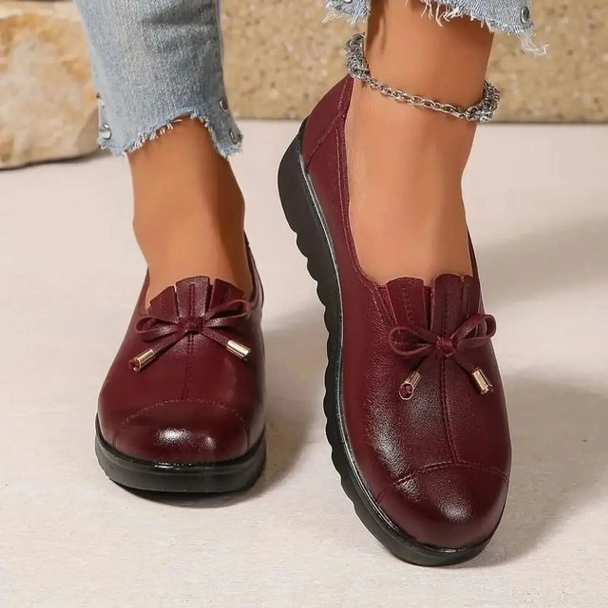 Mocassini donna con fiocco e suola platform