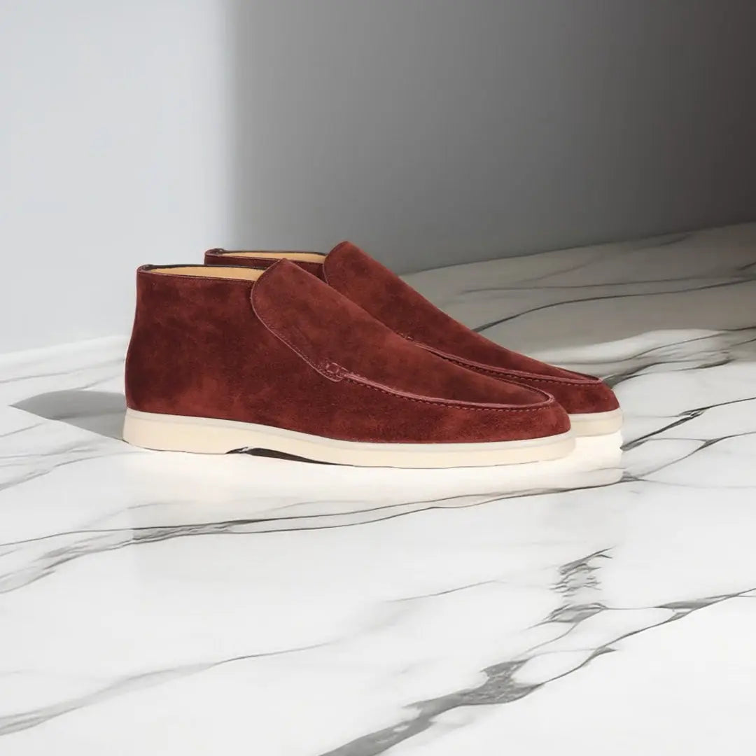 Mocassini uomo in suede con cuciture slip-on