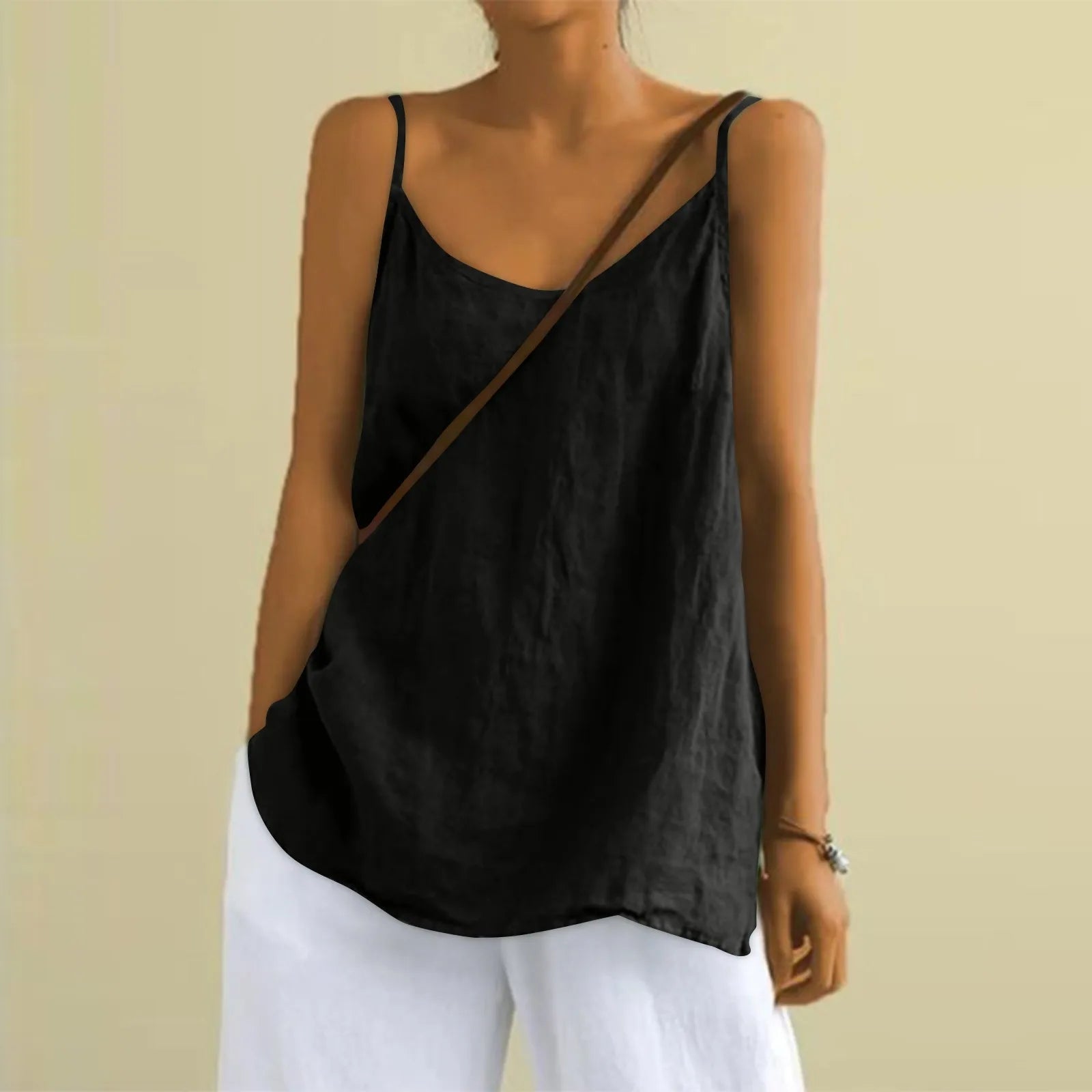 Top estivo da donna con scollo a V e spalline sottili