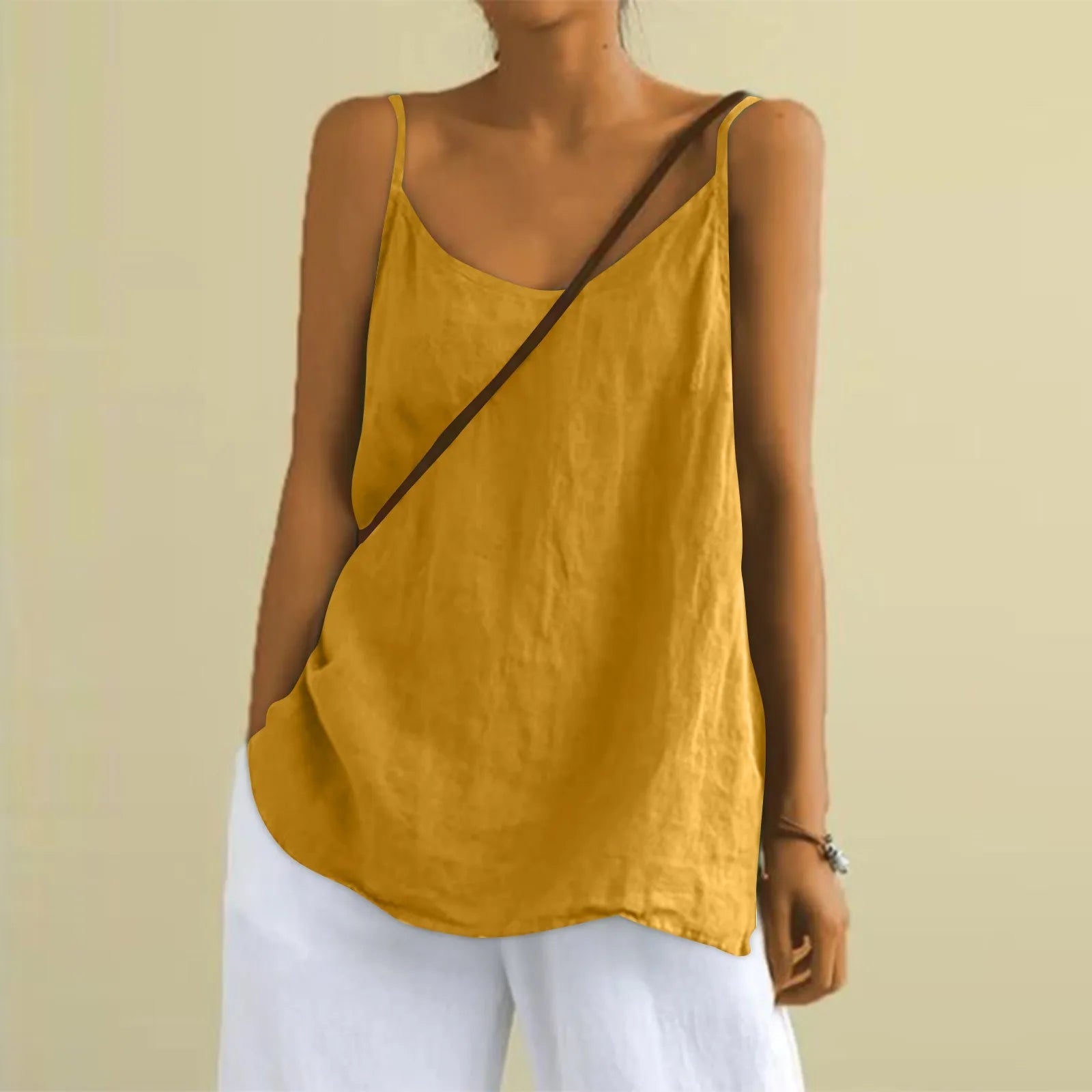 Top estivo da donna con scollo a V e spalline sottili
