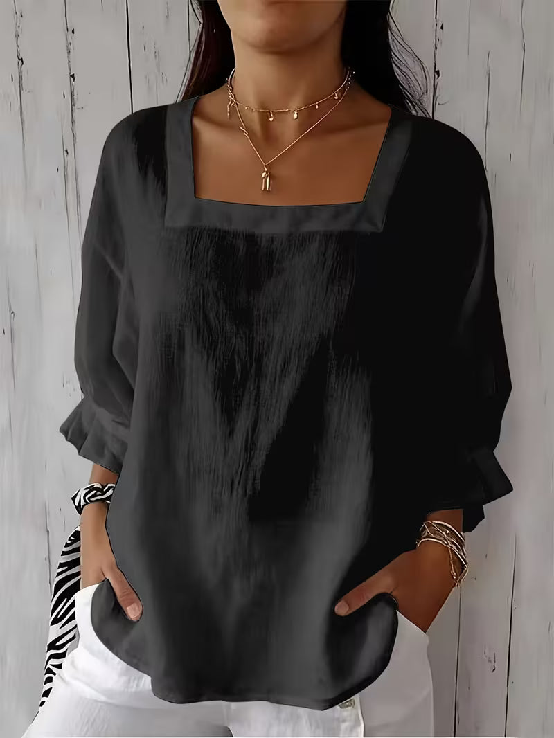 Blusa donna con scollo quadrato e maniche fluide