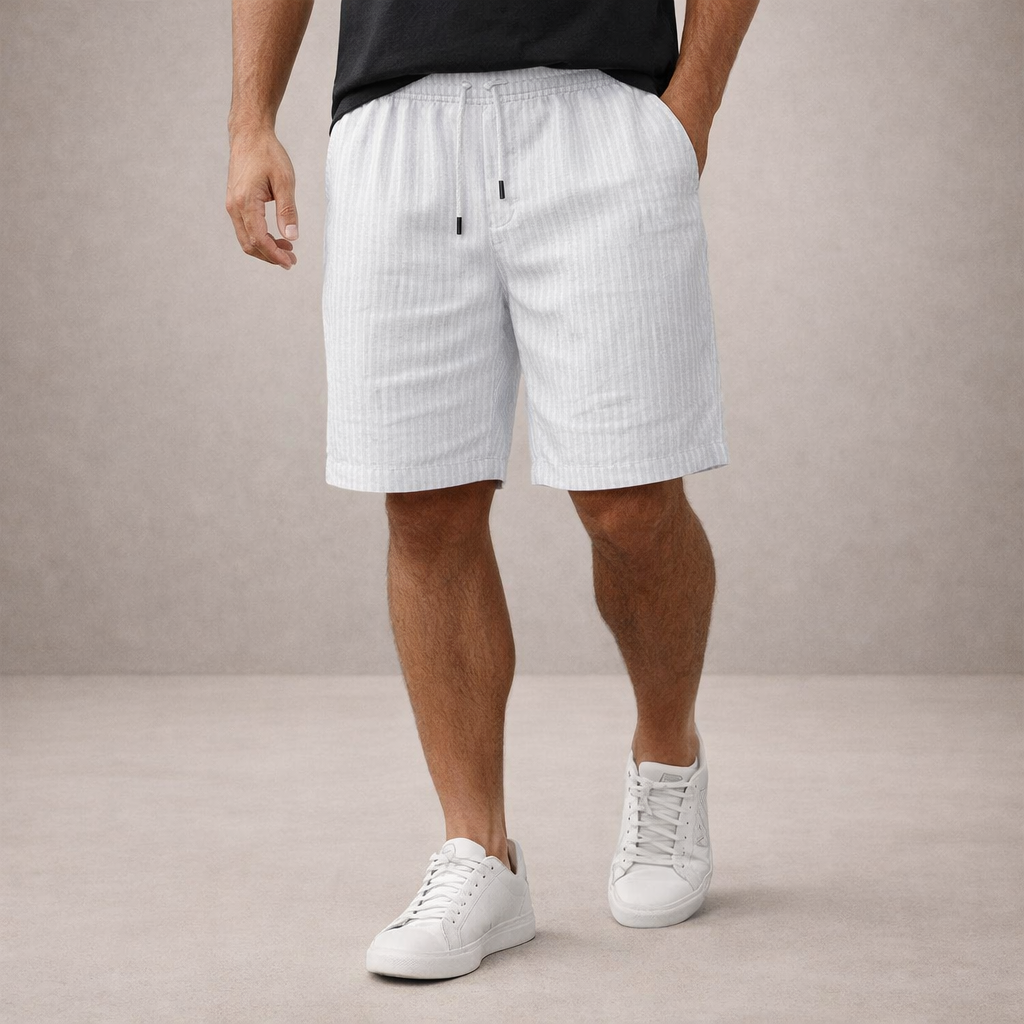 Shorts uomo estivi in lino con vita regolabile