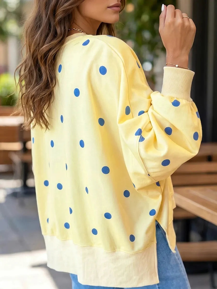 Felpa donna a pois con vestibilità ampia e stile casual