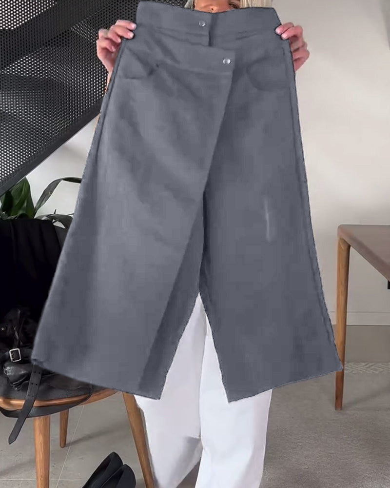 Pantaloni donna larghi asimmetrici con vita media