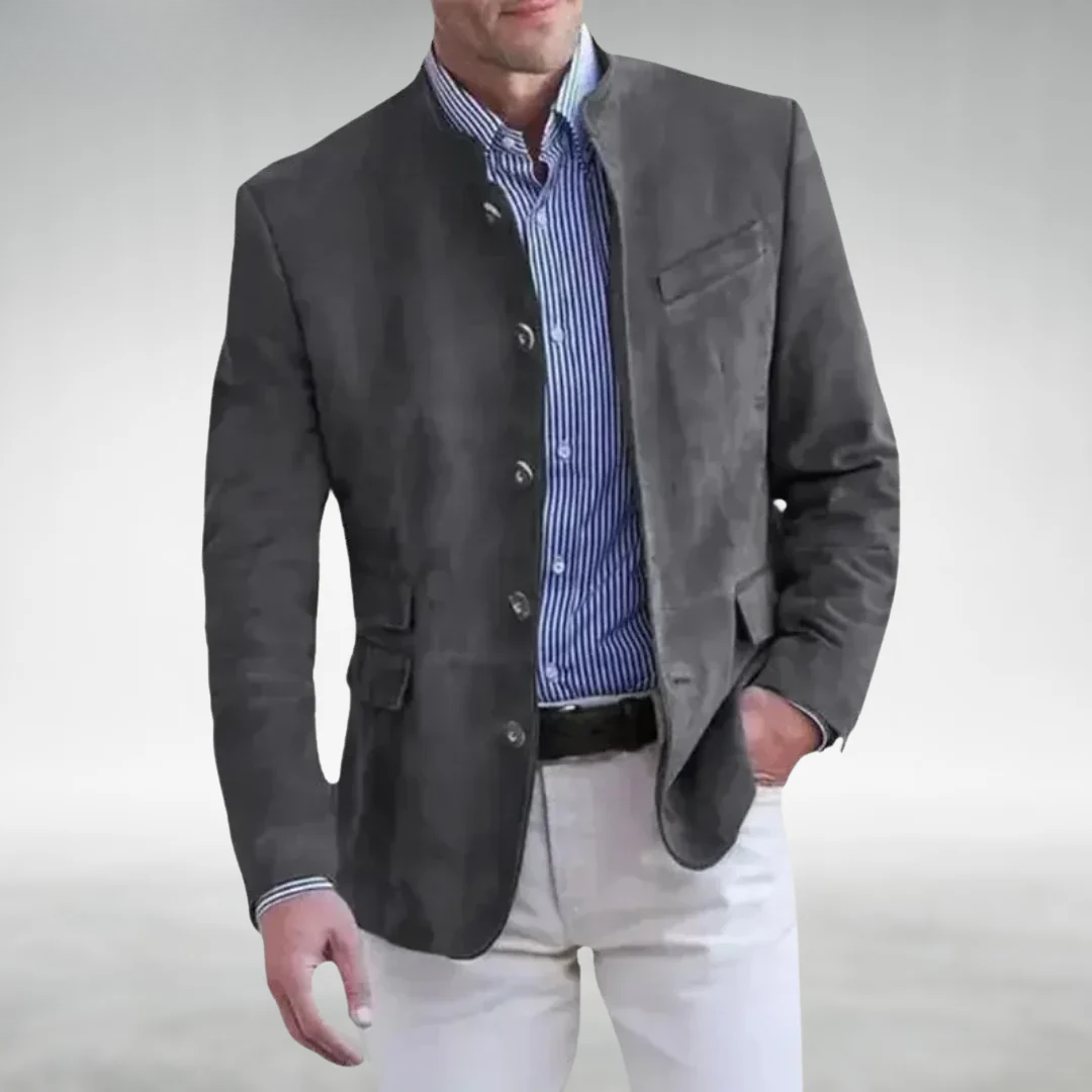 Giacca uomo effetto scamosciato con colletto alto elegante