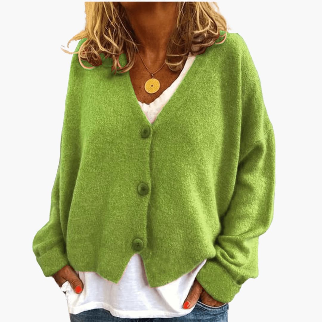 Cardigan donna in maglia con bottoni e vestibilità casual