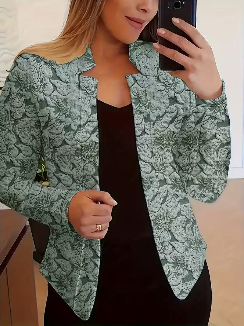 Blazer donna floreale in poliestere con vestibilità sagomata