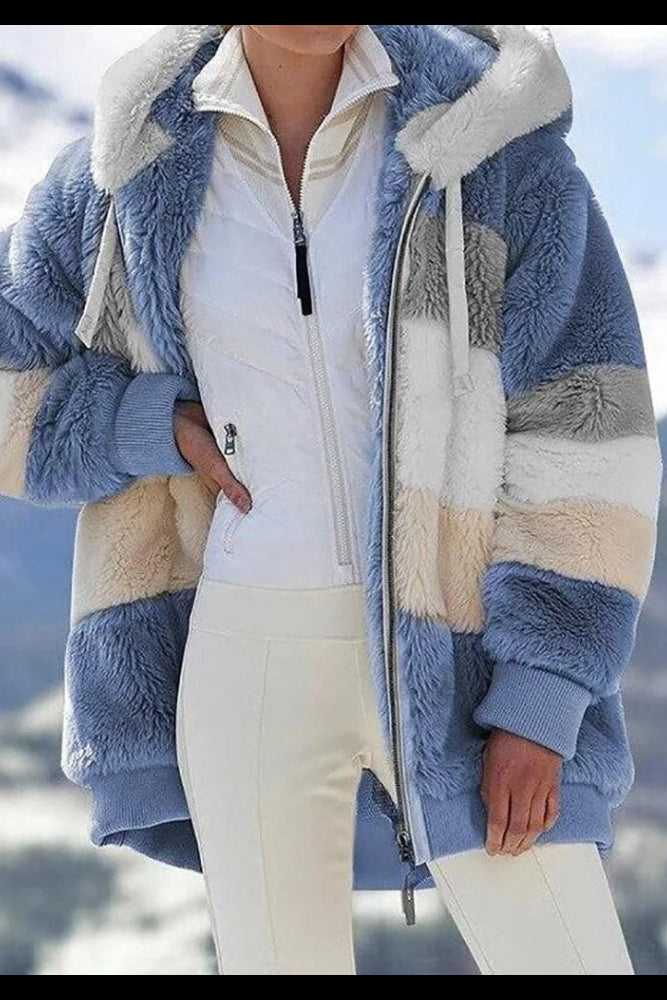 Giacca donna calda con cappuccio e zip